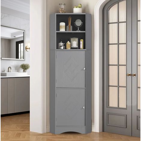 Mueble esquina organizador baño compacto gris moderno OKMYHOME (1/5)