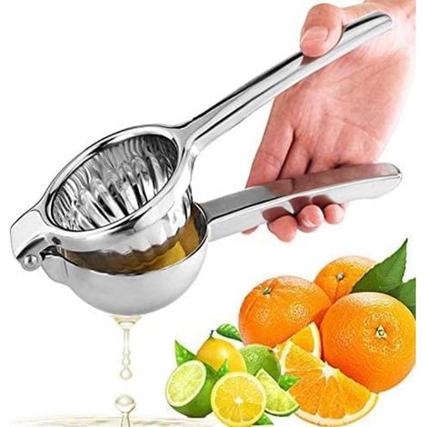 Extra große Zitruspresse, robuste Zitronenpresse (Edelstahl), manuelle Zitruspresse aus 18/10-Edelstahl für Zitronen, Orangen oder andere Früchte, spülmaschinenfest (1/5)