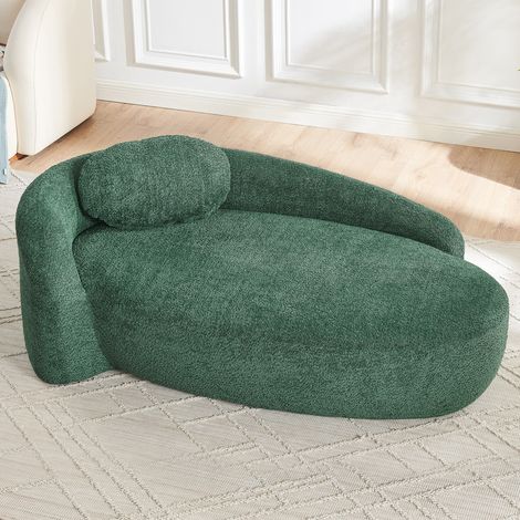 Divano 1 posto in teddyfleece verde, 170 x 96 x 62 cm, con cuscino HAVRYA (1/5)