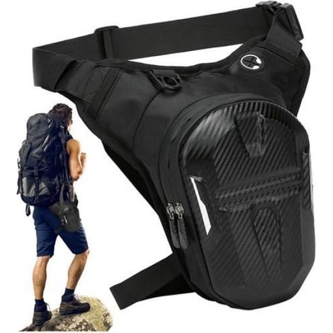 Sacoche De Jambe Moto,Capacité Extensible, Coque EVA,Sac Banane Femme Homme Avec Bande Réfléchissante,Multifontion Moto Drop Leg (1/5)