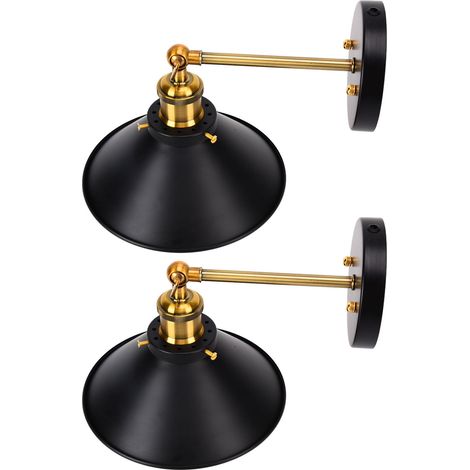Lot de 2 appliques murales vintage E26/E27, style industriel, à bras articulé, avec ampoule, prise AC110-250V (UK). (1/5)