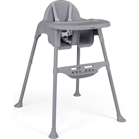 GOPLUS Chaise Haute Bébé Évolutive 4 en1, Chaise Haute Convertible pour 6-36 Mois avec Plateau Réglable Amovible, Repose-Pieds, Harnais de Sécurité 5 Points, Lavable en Machine, Charge 15 KG (Gris) (1/5)