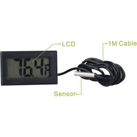 Moniteur De Temperature - Sonde Externe - Ecran LCD - Plage -50 A +110 °C - Precision ±1 °C - Câble 100 Cm - Alimentation Piles LR44 - 1 Unite (1/4)