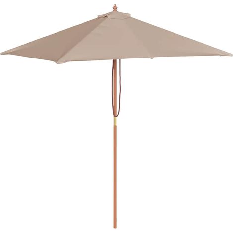 Parasol d'extérieur avec mât en bois 150x200 cm taupe