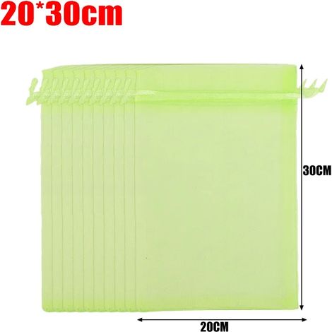 (20 x 30 cm, 10 pièces) Sacs de protection pour fruits et légumes, filets de culture avec cordon de serrage, anti-insectes et anti-oiseaux, pochettes en gaze, couvercles pour légumes (1/4)