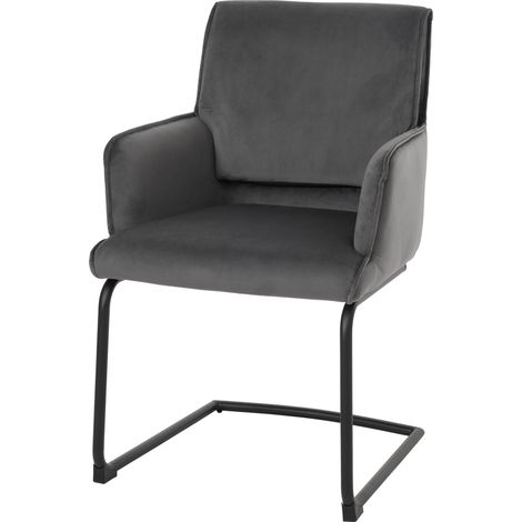Chaise de salle à manger x1 design moderne en tissu gris foncé cadre en fer 040006301 (1/5)