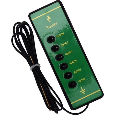 Tester di tensione per recinzioni elettriche in ABS, apparecchiatura per il test della tensione delle recinzioni per bestiame con 6 spie luminose al neon, rilevatore di guasti per recinzioni per anima (1/3)