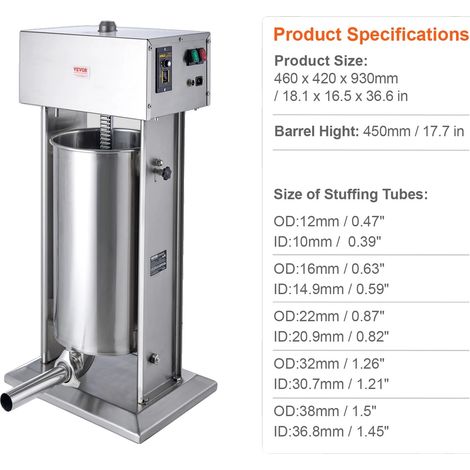 Máquina eléctrica para hacer salchichas, capacidad de 12 L, control de velocidad continuo, 25 L (1/2)