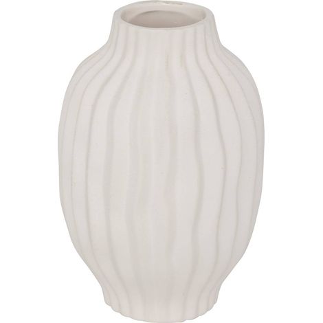 Gestreifte Vase Fernan Keramik weiß H22cm - Atmosphera créateur d'intérieur