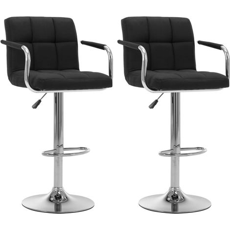 Chaises de bar 2 pcs Noir Tissu (1/5)