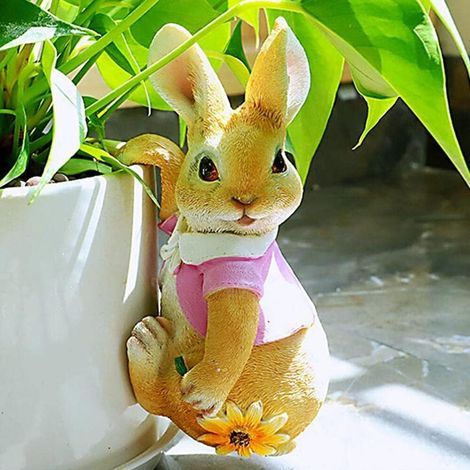 Mini Rabbit Hanging Garden Statues, Indoor and Outdoor Decorations Cute Rabbit Flower Pots Hanger Art Decor Figurine Ornament for Yard Home Garden Patio and Office (Pink). (1/5)