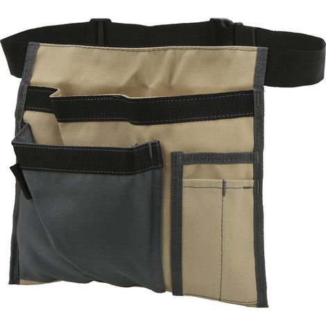Werkzeuggürteltasche aus khakifarbenem Canvas, ideal zur Aufbewahrung von Schrauben, Nägeln, Muttern, Bohrern und Reparatursets. (1/5)