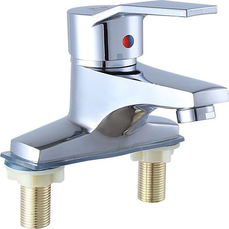 Robinet de lavabo en laiton, eau froide seule, pour salle de bain/buanderie – livré avec tuyau double embout 80cm (1/5)