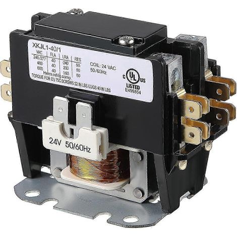 Contacteur de moteur de climatiseur Carrier, relais de remplacement à bobine 2 pôles 24 V CA 40 A, compatible avec PC240A, convient aux climatiseurs et aux pompes à chaleur, modèle 2025 1P 40 A 24 V. (1/5)