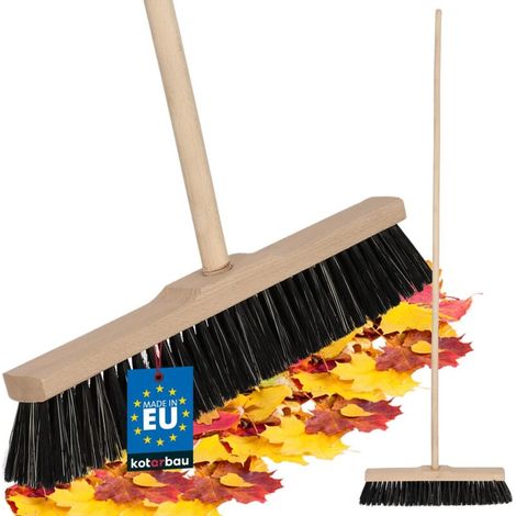 ® Balai Brosse - 40 cm - Marron - avec Manche en Bois - Balai Cantonnier - Brosse pour Terrasse - pour Intérieur Extérieur - en Bois de Hêtre (1/5)