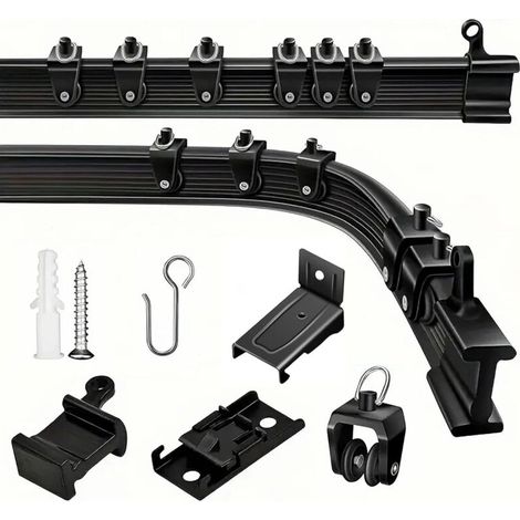 Flexible Ceiling Curtain Rail (3M) - Suitable for Campervans, Cars and Bathrooms, Easy to Install Curtain Rails, Black