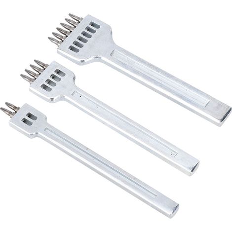 3 Pièces Poinçon à Couture Cuir HCS 4mm Espacement 2+4+6 Dents Outil de Perforation (4mm) (1/5)