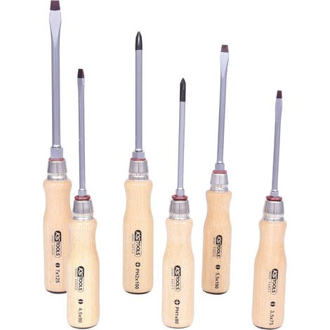KS Tools 300.1100 Serie di Giraviti Ergotorque Wood, 6 Pezzi, PH+ a Intaglio (1/4)
