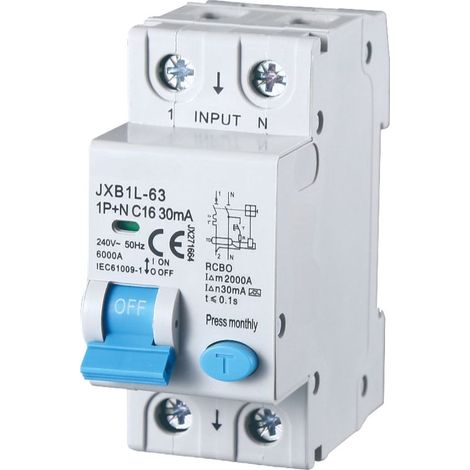 gloca Interruttore Magnetotermico Differenziale 1P+N 16A 30mA 220V 6KA 2 Moduli DIN C16 Classe A (1/4)