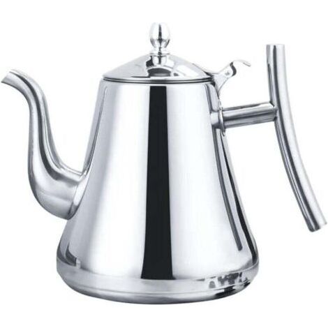 Vitdipy - Teapot - 2 Liters - With Filter - Double Walled Teapot - Stainless Steel Teapot - Coffee Pot - Hob Teapot - Mirror Finish - Silver (1/4)
