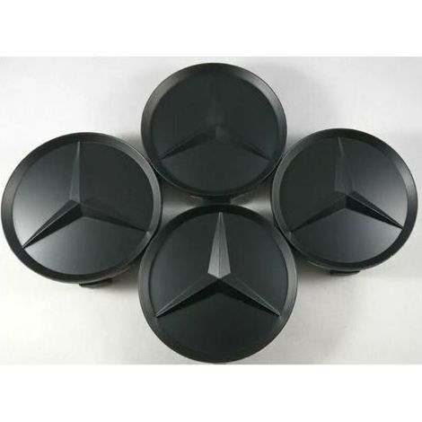 Copricerchi in lega Mercedes, nero opaco, 75 mm. Set di 4 pezzi. (1/5)