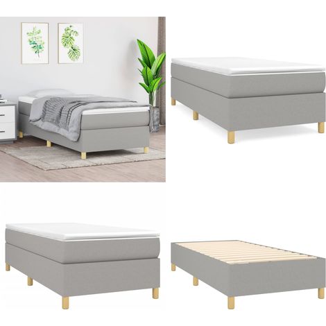 Bettgestell ohne Matratze Hellgrau 100x200 cm Stoff - Bettes Gestell - Holzrahmen Bett - Single Bett - Boxspring Bett - Lattenrost Bett - Home & Living (1/5)