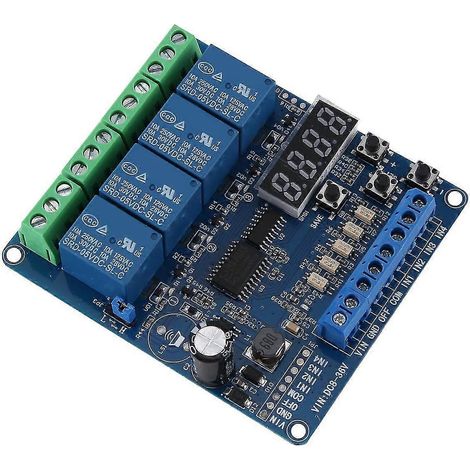 Module relais multifonction 4 canaux 8-36 V CC avec optocoupleur et relais temporisé autobloquant (1/5)
