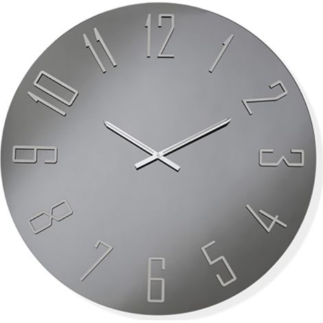 Orologio OZIAS rotondo D60 cm in cristallo Fume' e numeri Argento (1/2)