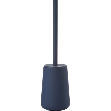 Brosse pour toilette en grès et acier Bleu 10x10x37 cm