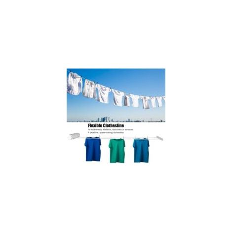 Tendedero retráctil, cuerda de plástico portátil para secar ropa en interiores y exteriores, tendedero compacto de pared (4 líneas) - Crezuo