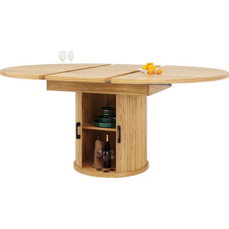 ELVMI Mesa de Comedor Extensible con Tablero Deslizante, 6 Patas Regulables, Cocina, Comedor, Balcón, 118x118x76.8 cm, MDF, Natural (1/5)