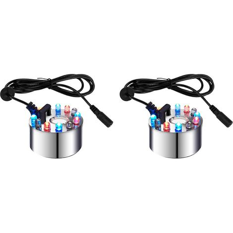 Deux mini atomiseurs, 12 lumières LED, adaptés aux atomiseurs de fontaine/bassin, aux humidificateurs d'air et aux occasions telles que Halloween et Noël. (1/5)