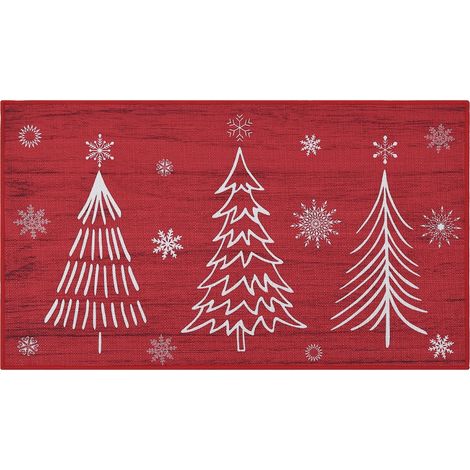 Felpudo con diseño navideño antideslizante, rojo, 40 cm x 60 cm (1/2)