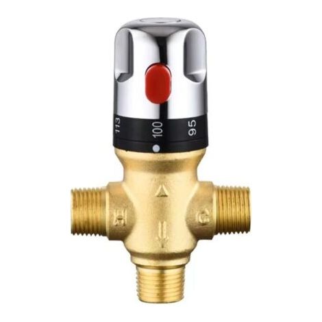 BUNTHAUS Mitigeur thermostatique réglable de salle de bains mitigeur d'eau en laiton vanne de contrle de température de mélange d'eau chaude/froide (1/4)