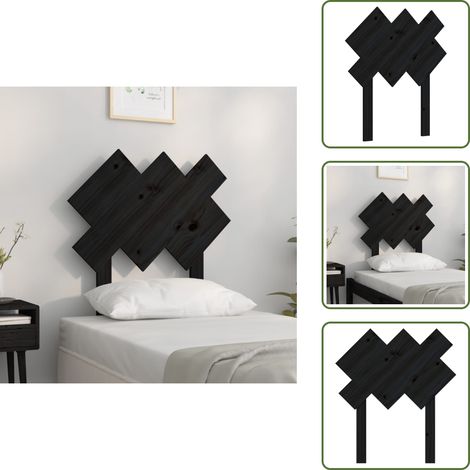 Cabecero de cama negro - vidaXL Cabecero de cama madera maciza de pino negro 72,5x3x81 cm - Soporte para espalda
