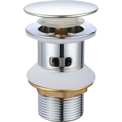 CSPARKV Perforé - Bonde de Lavabo Pop-up sans Trop-plein, Vidage Clapet Push Open Pour Lavabo en Laiton, Chromé (1/3)