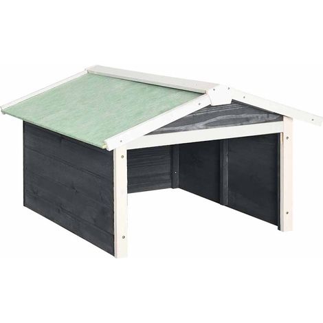 Abri pour Robot Tondeuse à Gazon Garage en Bois Massif Gris et Blanc 72 x 87 x 50 cm (1/5)