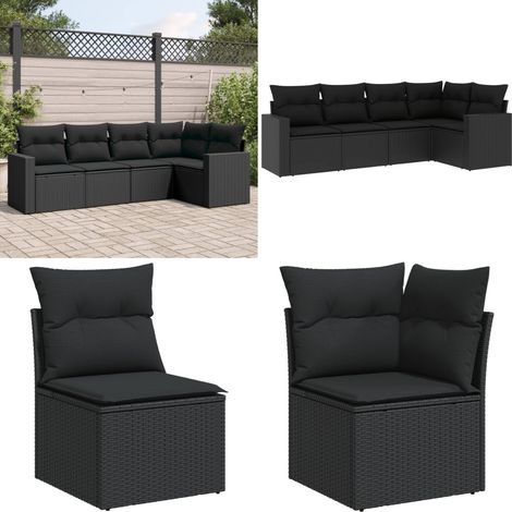 Salon de jardin 5 pcs avec coussins noir résine tressée - Ensemble Salon De Jardin - Salon De Jardin Extérieur - Meuble De Jardin - Mobilier De Jardin - Résine Tressée - Home & Living (1/5)