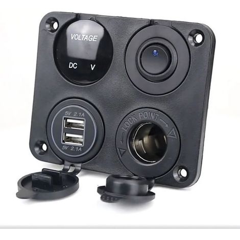 Panneau De Commutation - 4 En 1 - Dual Usb 5V 4 2A - Voltmetre Led 6 24V - Prise 12V - Interrupteur On Off - Pour Bateau Voiture Caravane - 1 Piece (1/5)
