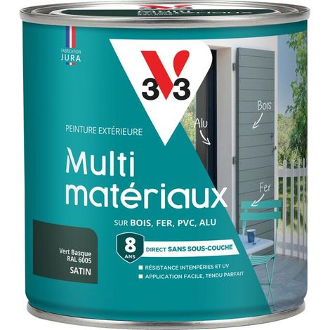 Peinture extérieure Multi-matériaux V33 Vert basque RAL 6005 Satin 0,5L