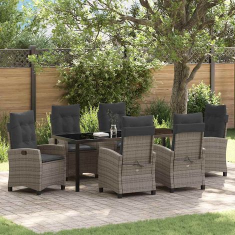 Conjunto de Comedor de Jardín 7 pcs Gris ratán sintético vidaXL (1/5)