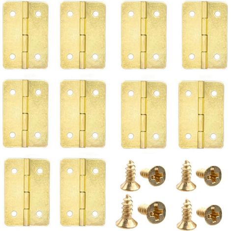 CCYKXA Lot de 20 petites charnières pliables en bronze antique pour boîte à bijoux en bois, 37 x 25 mm, doré