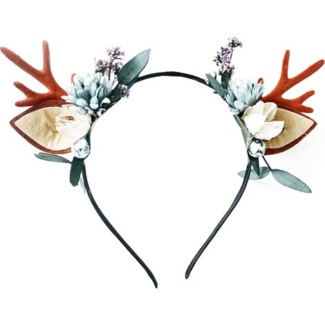 Headband Renne De Noël - Antilles En Peluche Avec Pommes De Pin Et Baies - Pour Fête De Fin D Année Et Réveillon - Taille Unique (1/5)