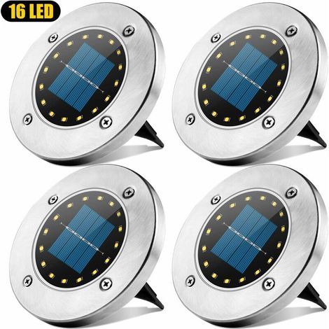 Lampe Solaire Extérieure, 16 Spots LED Lampe Solaire De Jardin Étanche IP65 Pelouse Lumière Décorative pour Chemin Jardin Terrasse Cour Pelouse Blanc-4 Pièces - RWLumière et éclairage / Éclairage exté (1/5)