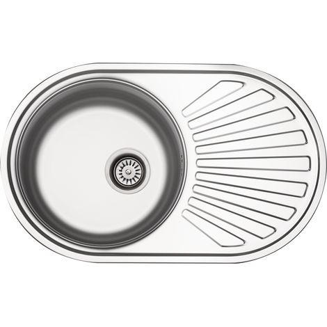 Edelstahlspüle 780 mm 1 Becken reversibel inkl. Excenterbedienung Abtropffläche Überlauf