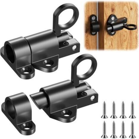 Lot de 2 Loquet Porte Boulons à Ressort, Serrure Porte Métal, Verrou de Porte Verrouillage Automatique, Loquets et Verrous de Portes, pour Portes D'armoire, Portails de Jardin, Cages pour Animaux (1/5)