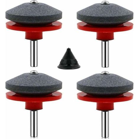 4 Pièces Affuteur Lame Tondeuse Gazon Universel Aiguiseur de Tondeuse Accessoires pour Tondeuses avec 1Pcs Kit D'équilibrage de Lame,50 x 47mm (1/4)