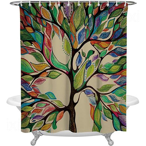 Rideau de douche anti-moisissure 183x183cm, motif végétal (1/5)