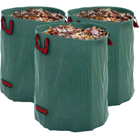 Set 3 Sacchi per Rifiuti da Giardino Ø67x84 cm da 300 L Richiudibili e Riutilizzabili Verde (1/5)