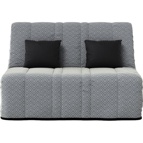 Banquette convertible NEA BZ , couchage 140x190, avec 2 coussins OFFERTS, Géometrik gris